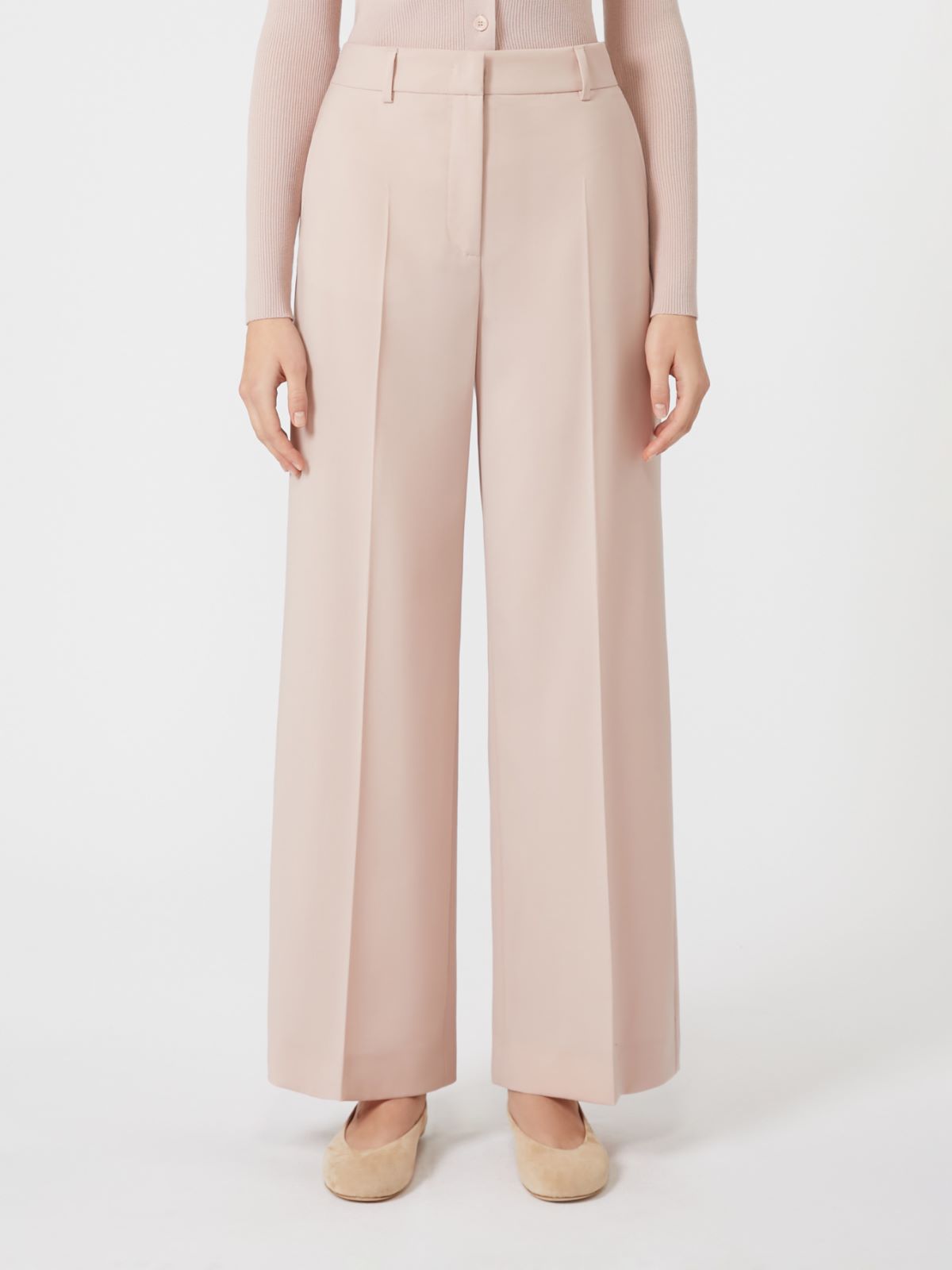 Wool palazzo trousers - Powder