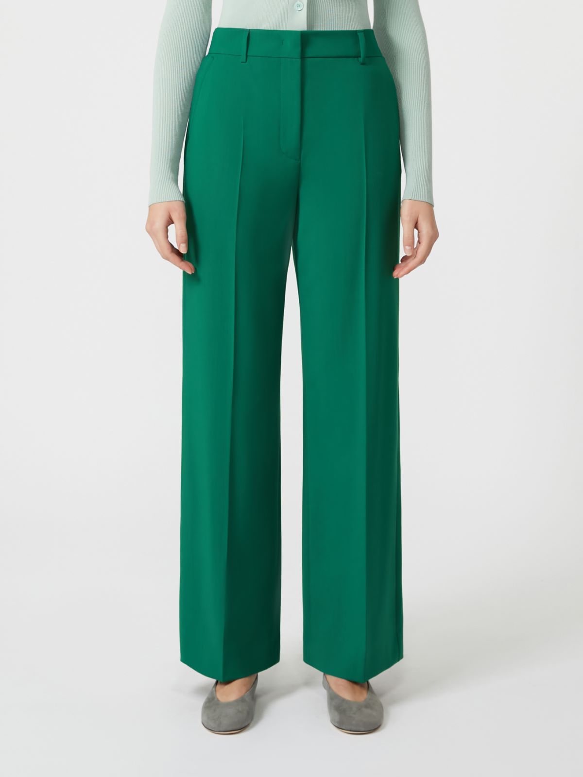 Wool palazzo trousers - Green