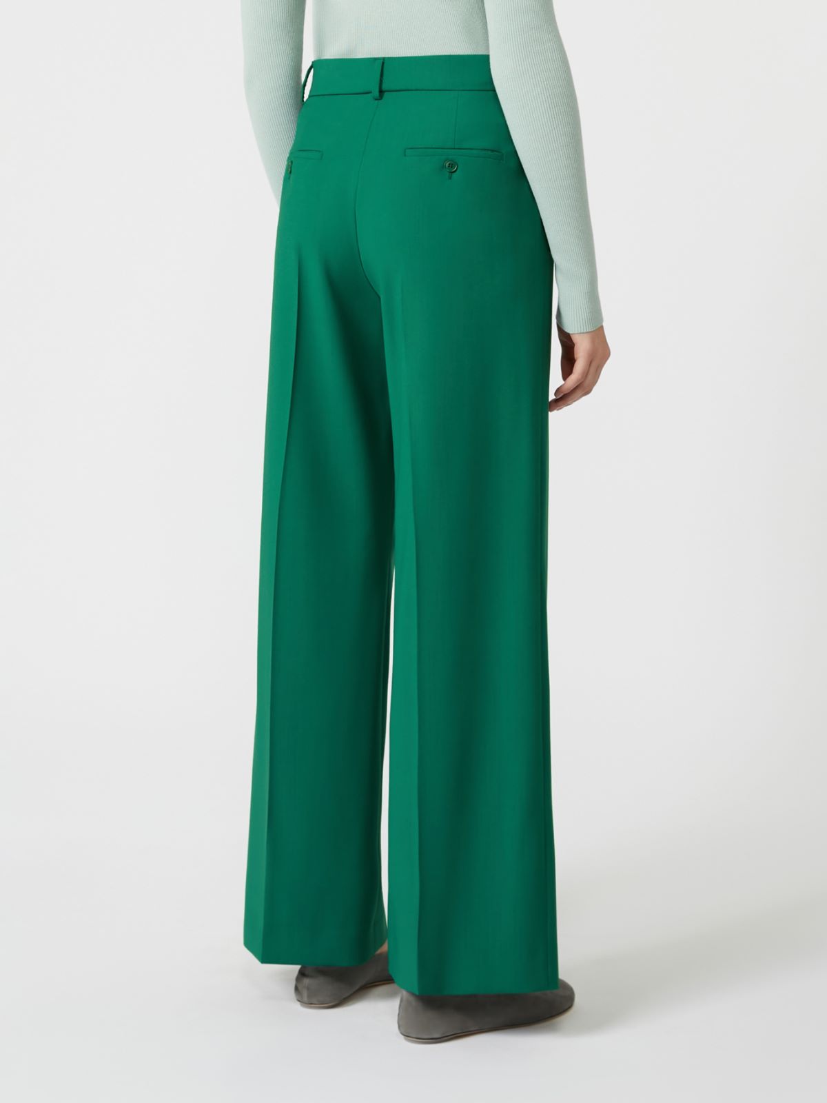 Wool palazzo trousers - Green