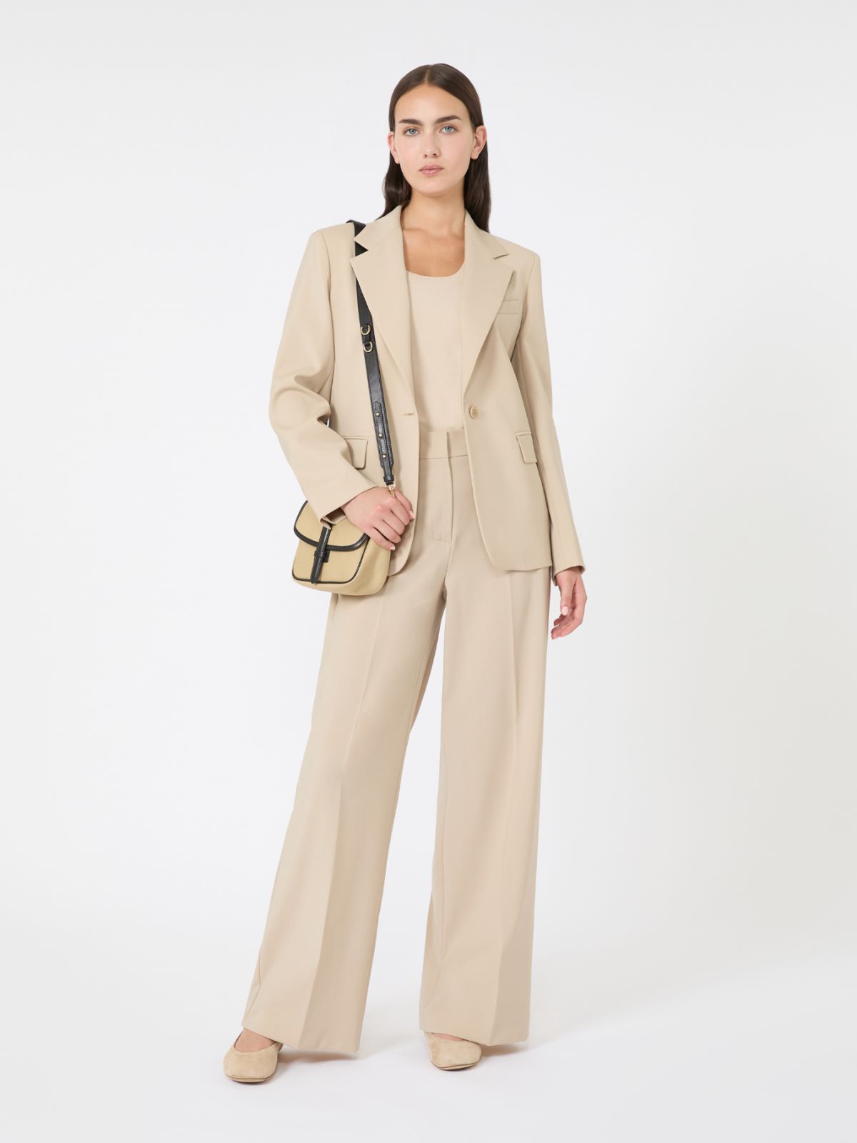 Wool palazzo trousers - Beige