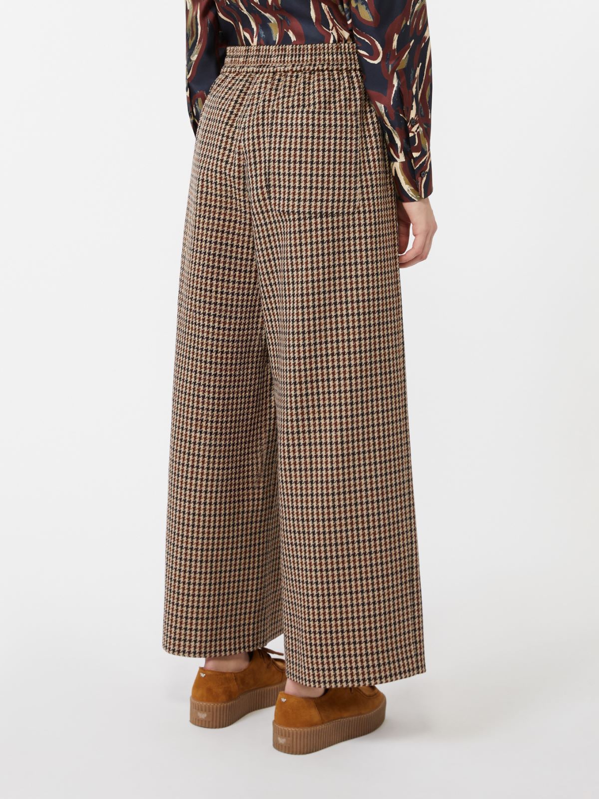 Basketweave wool and cotton trousers - Wine-coloured