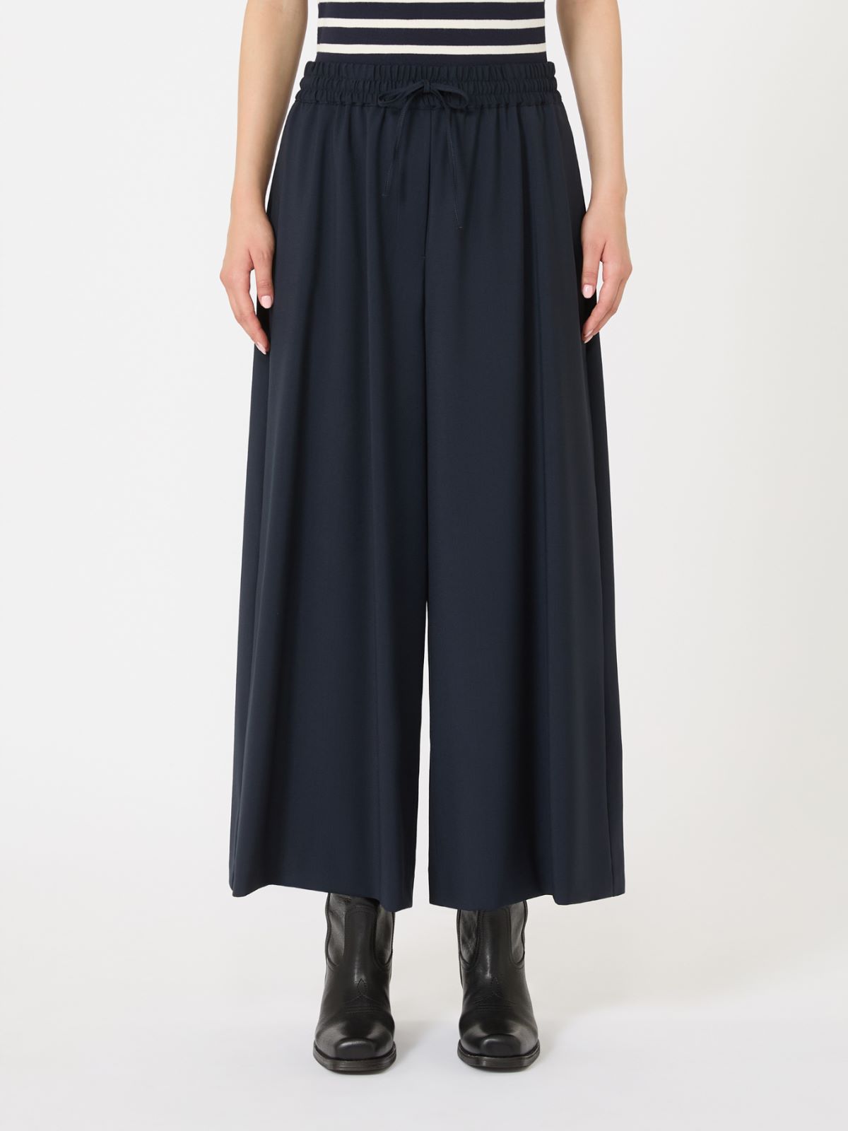 Relaxed-fit wool yarn trousers - Navy
