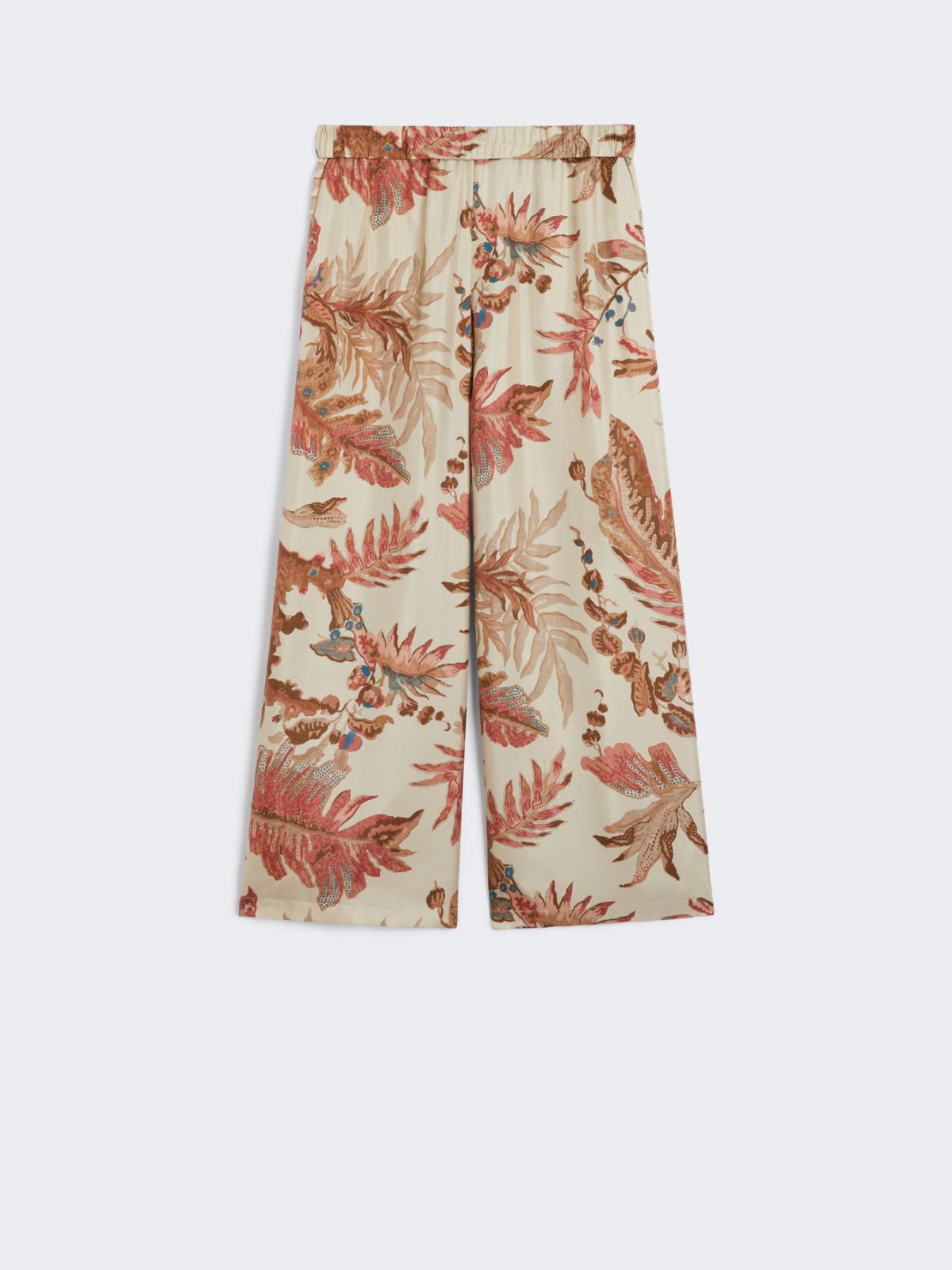 Printed silk twill trousers - Beige
