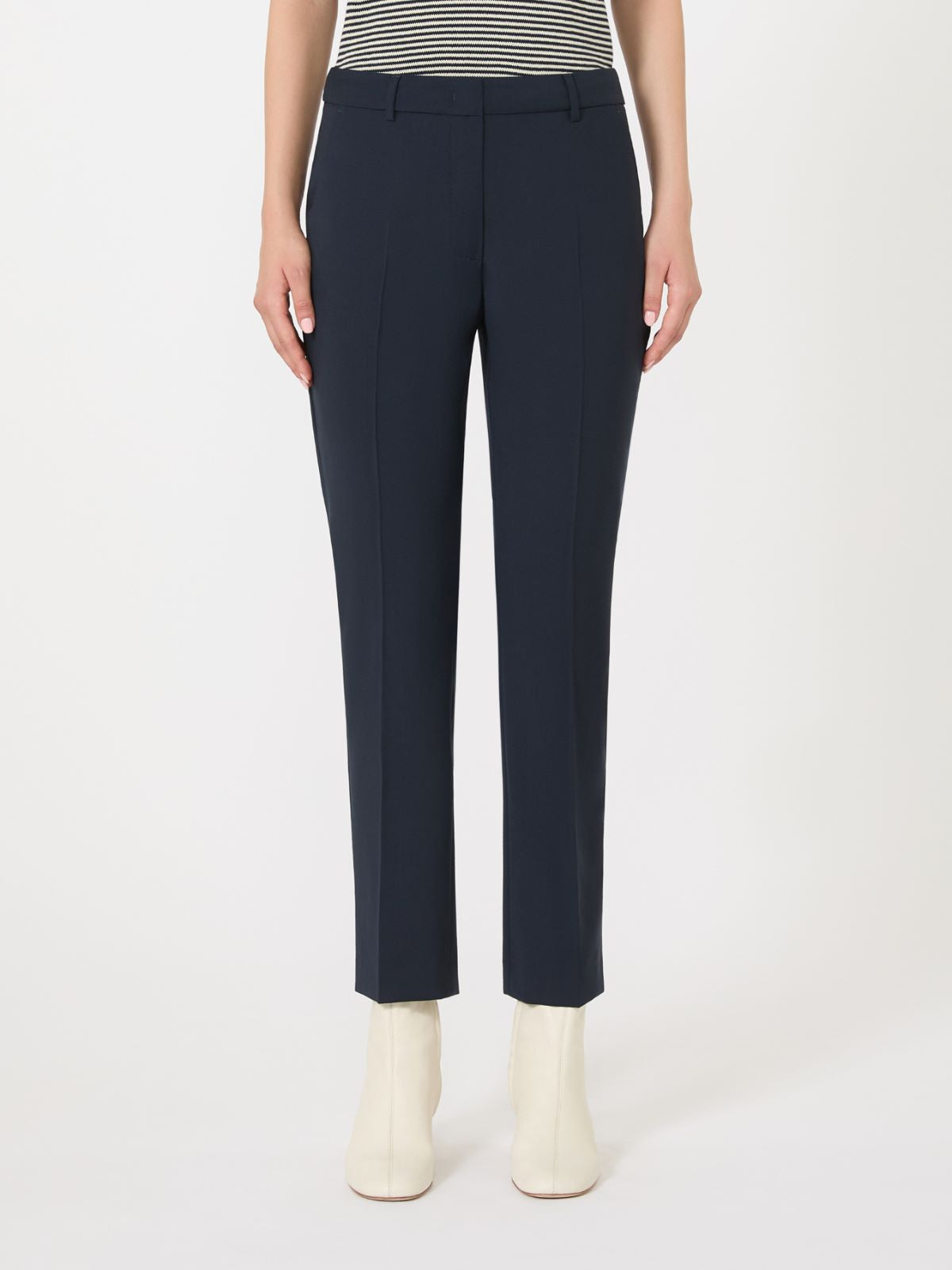 Woollen cloth cigarette trousers - Navy
