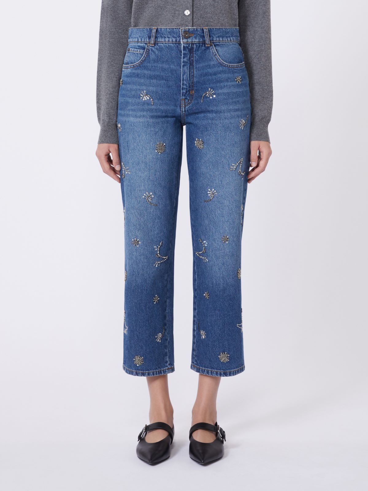 Embroidered denim jeans - Navy