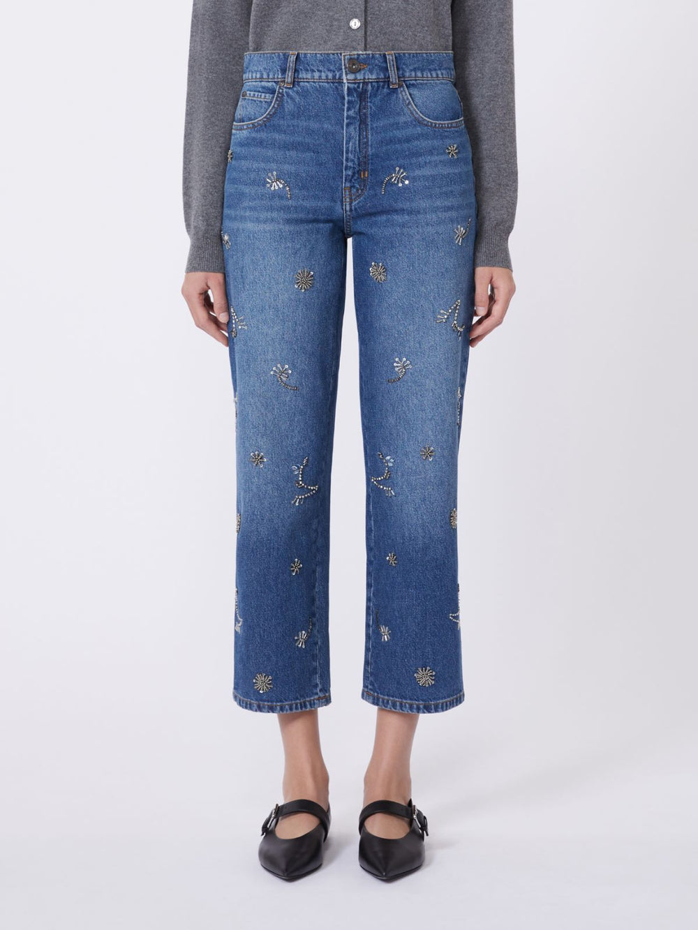 Embroidered denim jeans - Navy