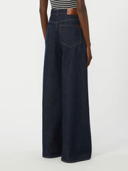 Cotton denim wide-leg jeans - Navy