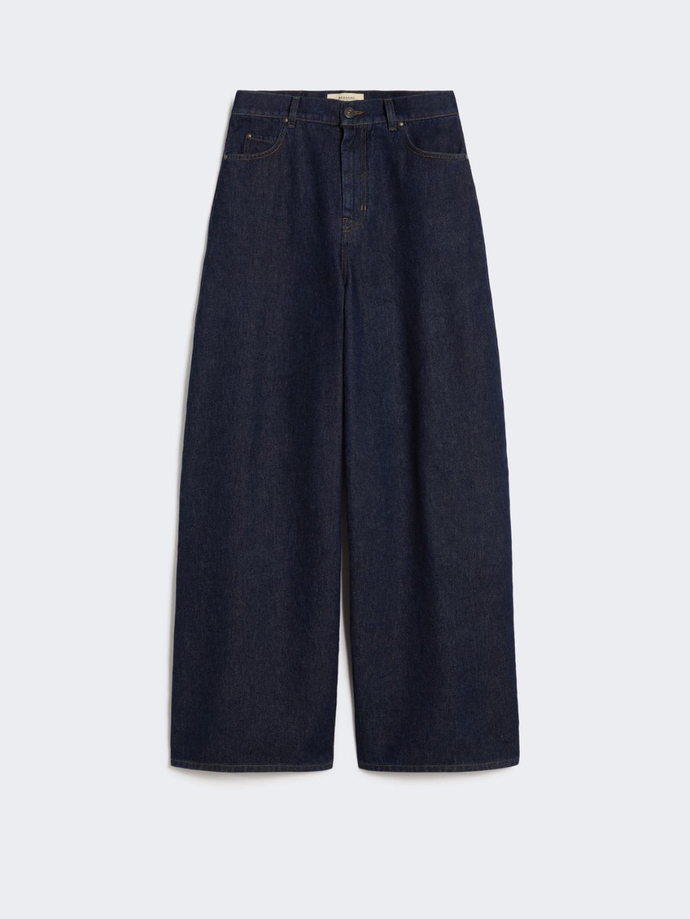 Cotton denim wide-leg jeans - Navy