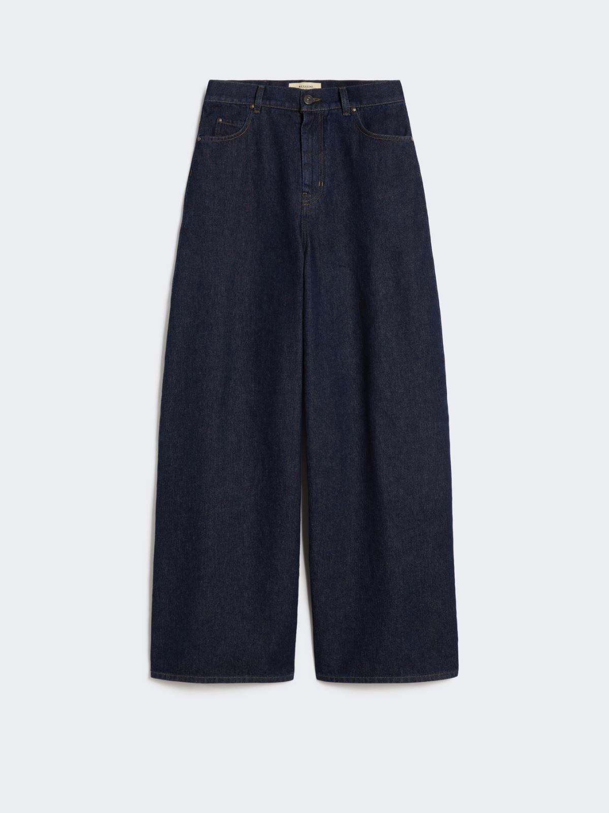 Cotton denim wide-leg jeans - Navy