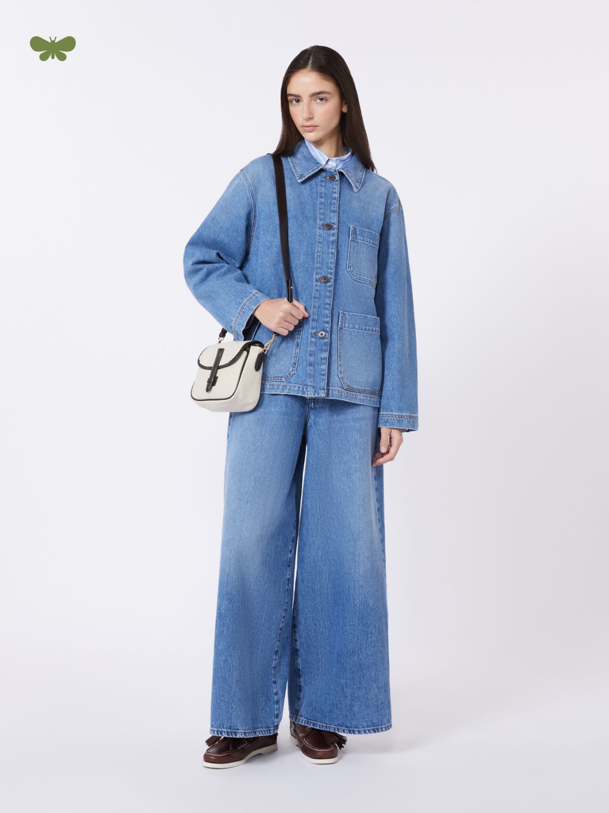 Wide cotton denim jeans - Navy