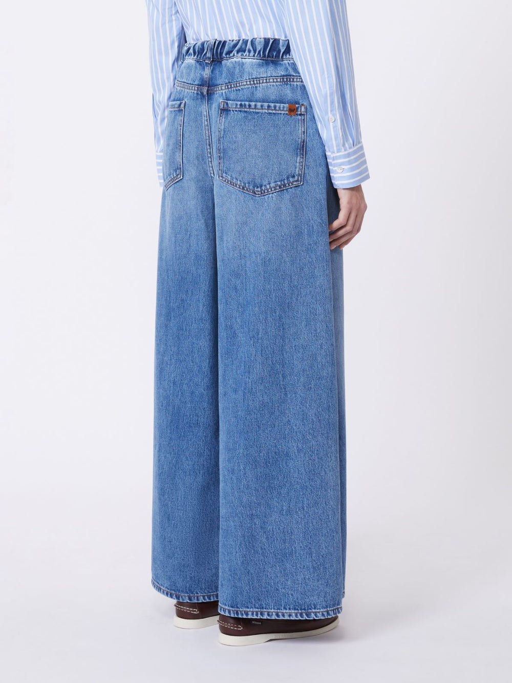 Wide cotton denim jeans - Navy