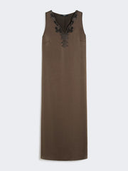 Long satin dress - Chocolate