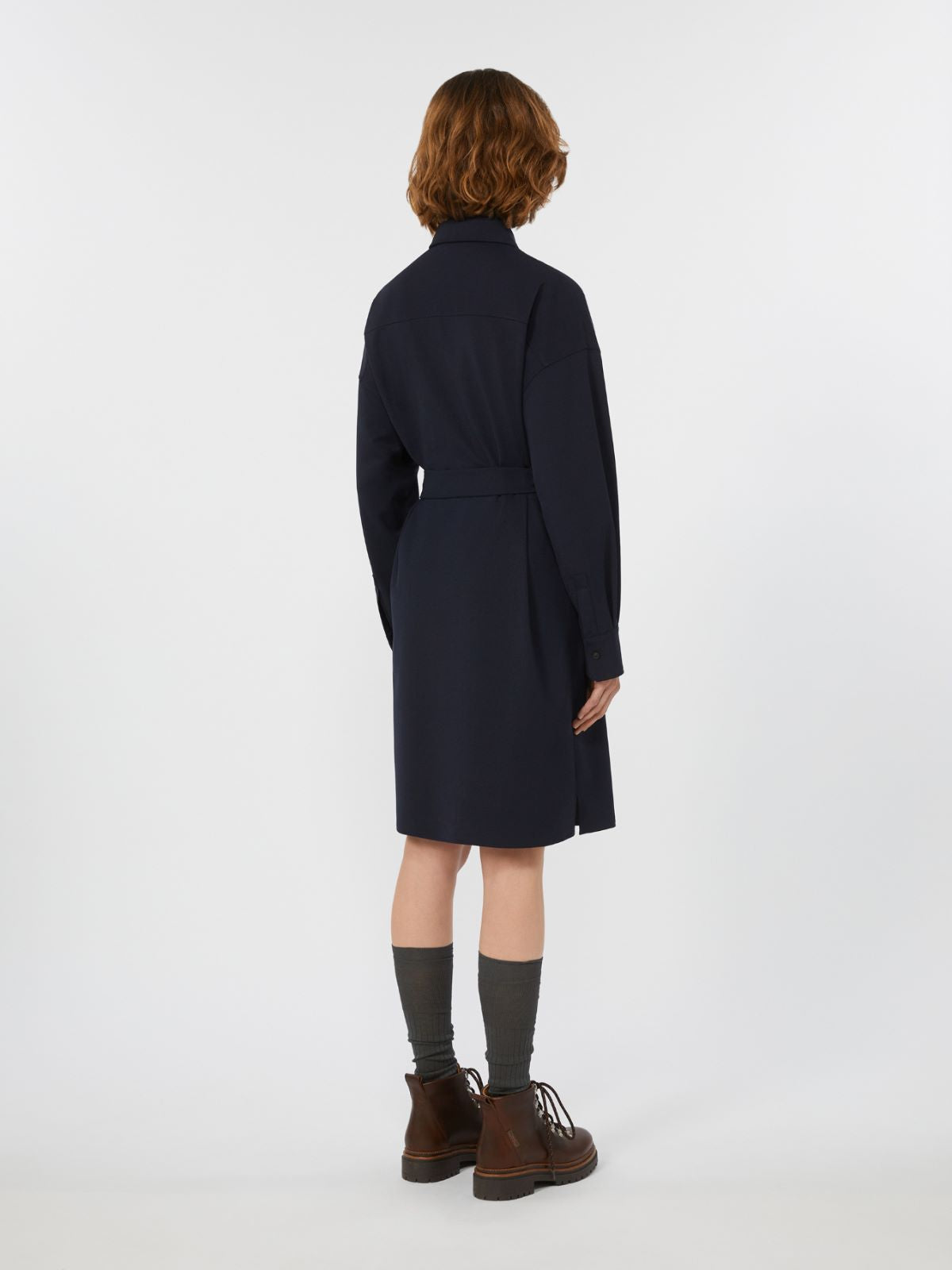 Tech wool shirt dress - Navy