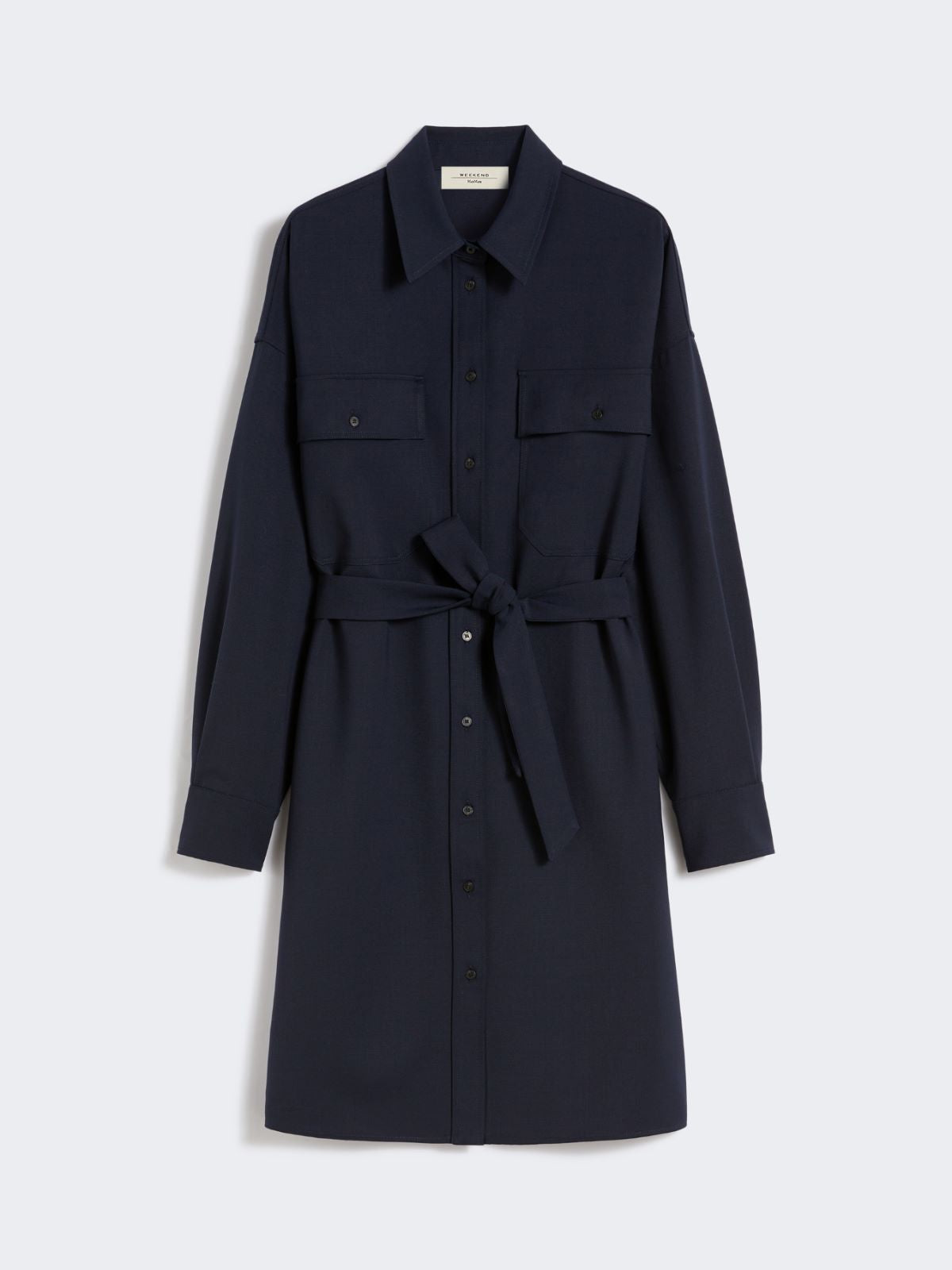 Tech wool shirt dress - Navy