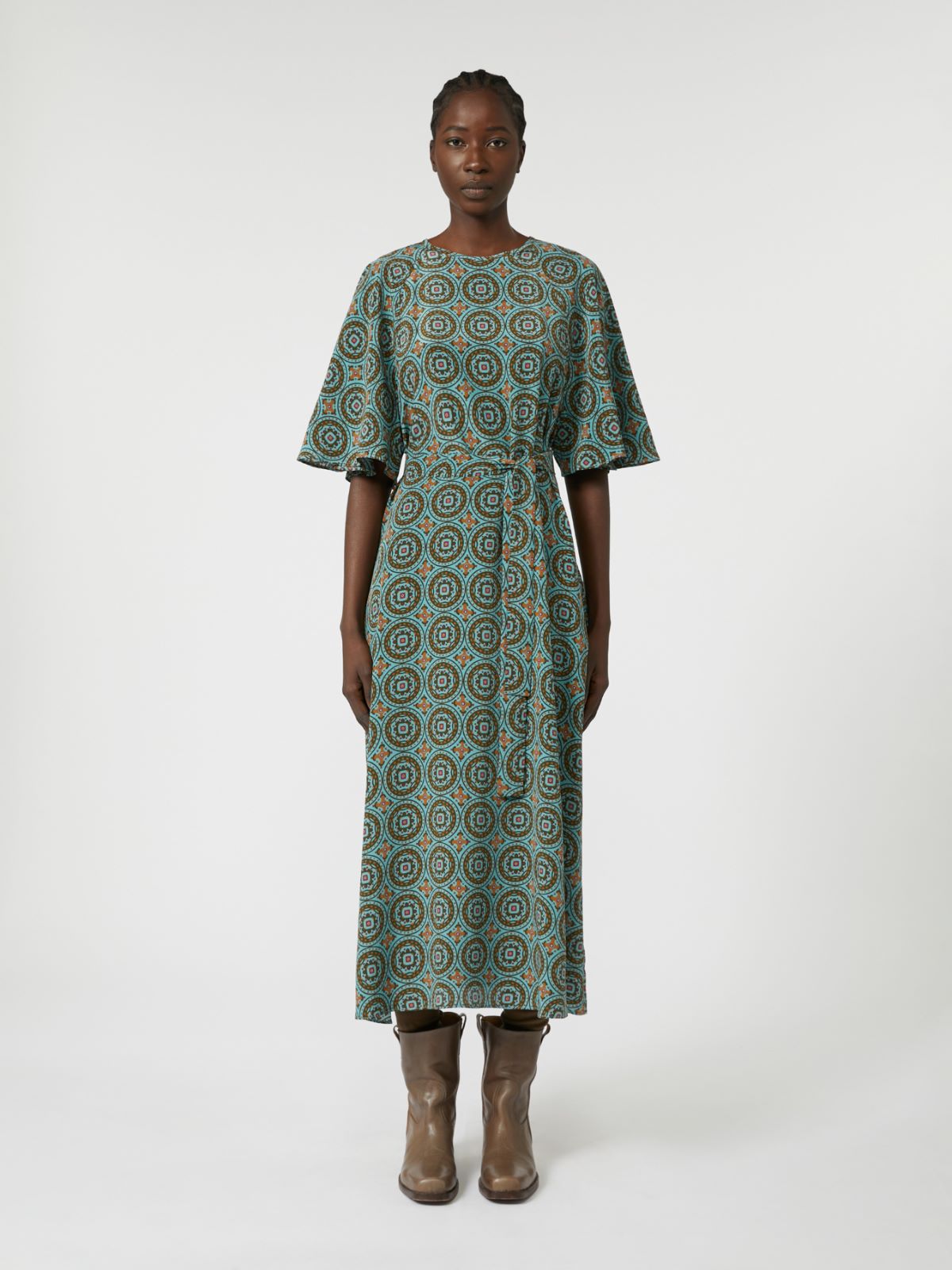 Silk crepe de chine dress - Light blue