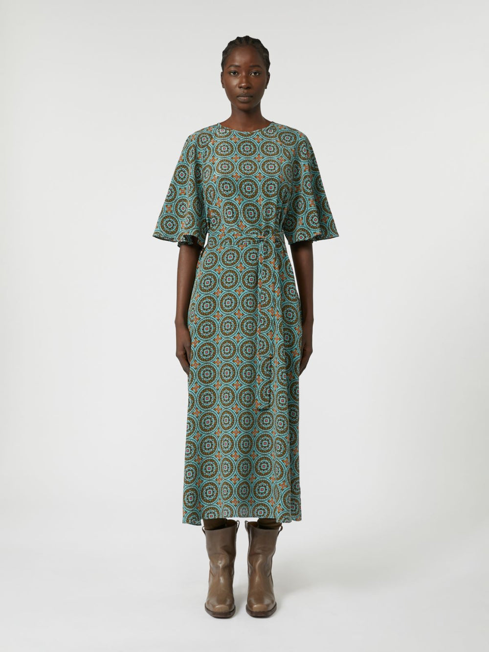 Silk crepe de chine dress - Light blue