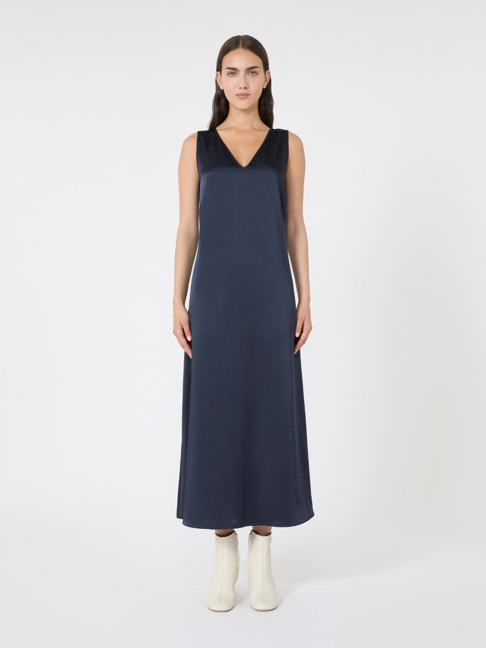 Flowing satin dress - Navy