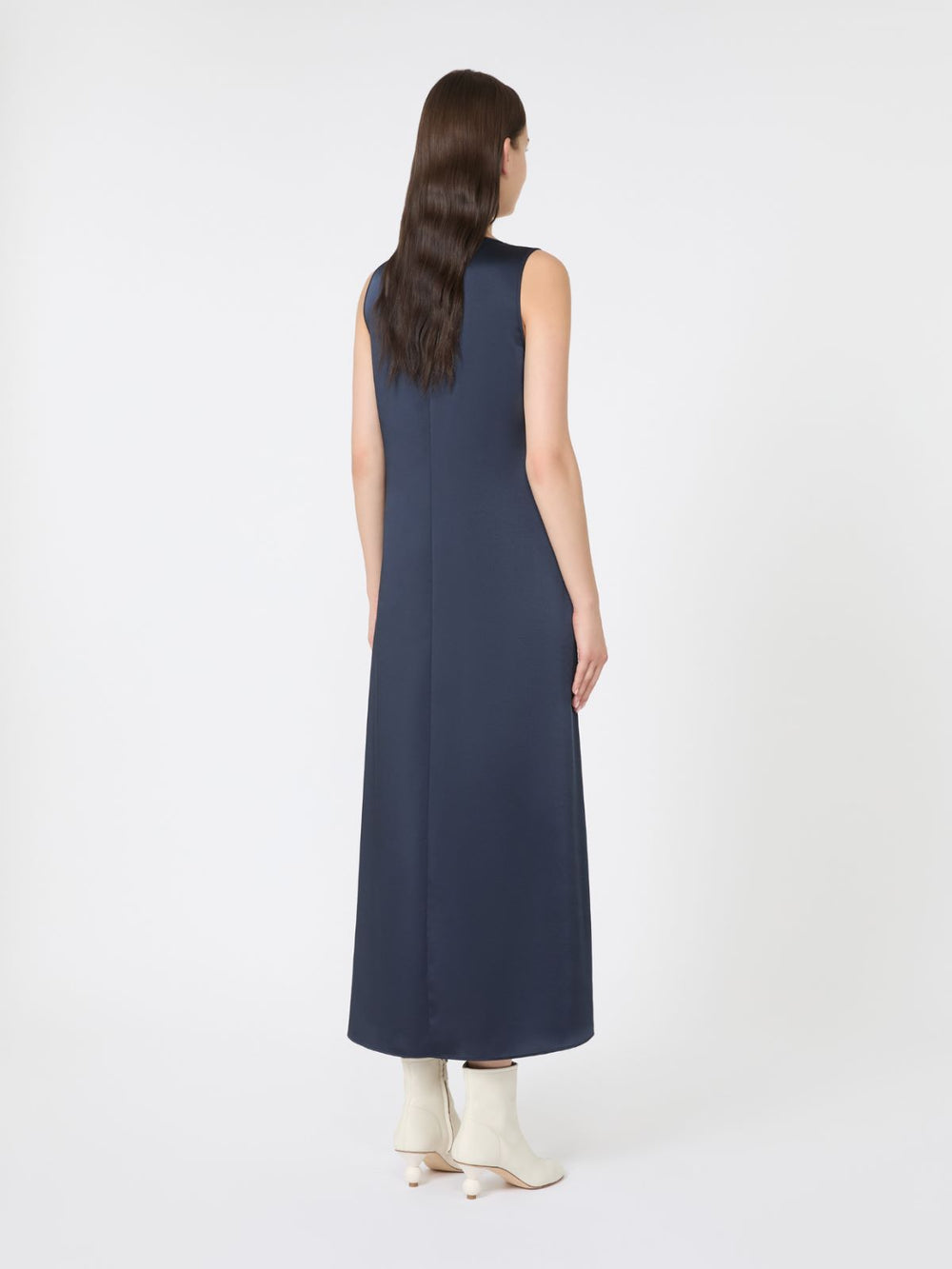 Flowing satin dress - Navy