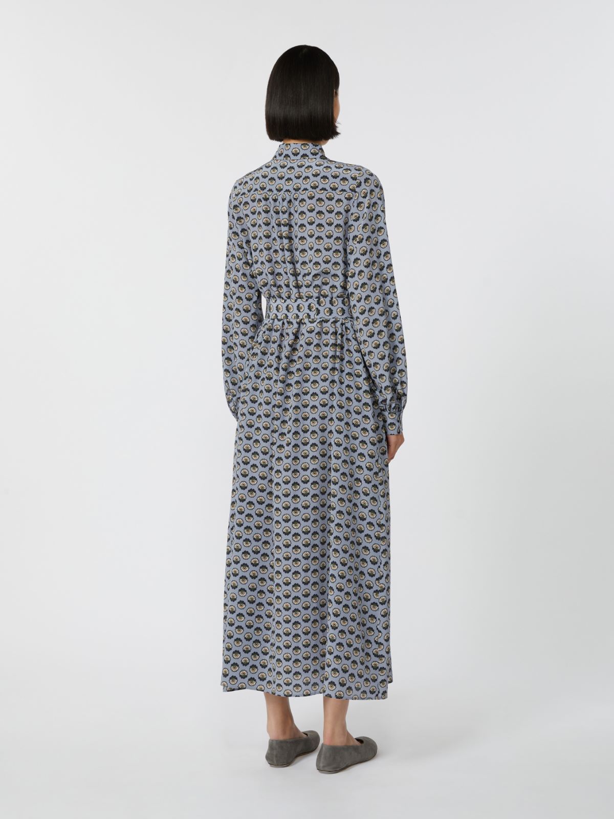 Printed silk shirt dress - Avio