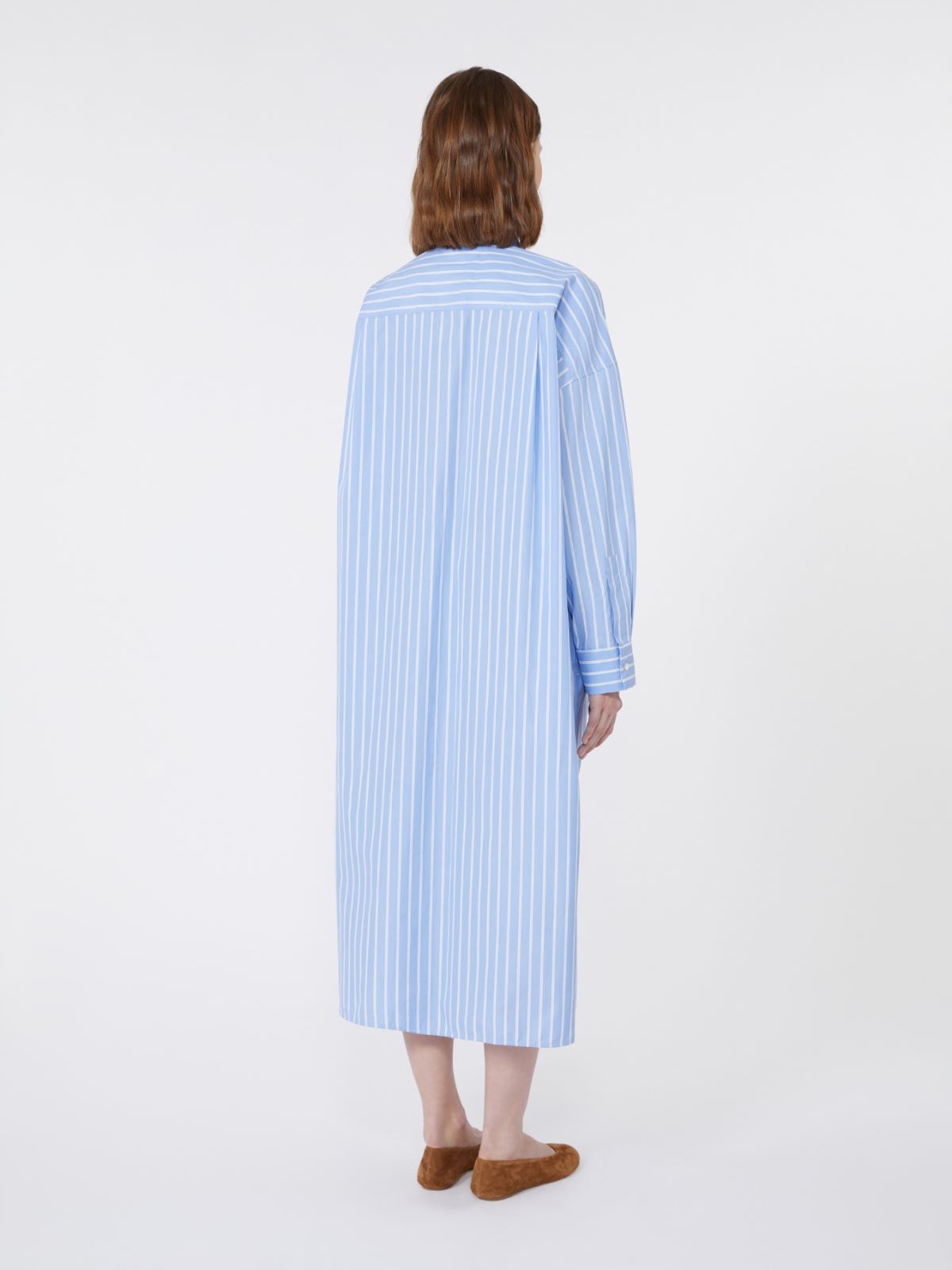 Long poplin shirt dress - Light blue