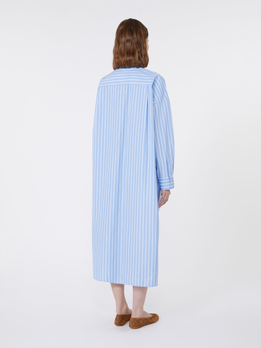 Long poplin shirt dress - Light blue