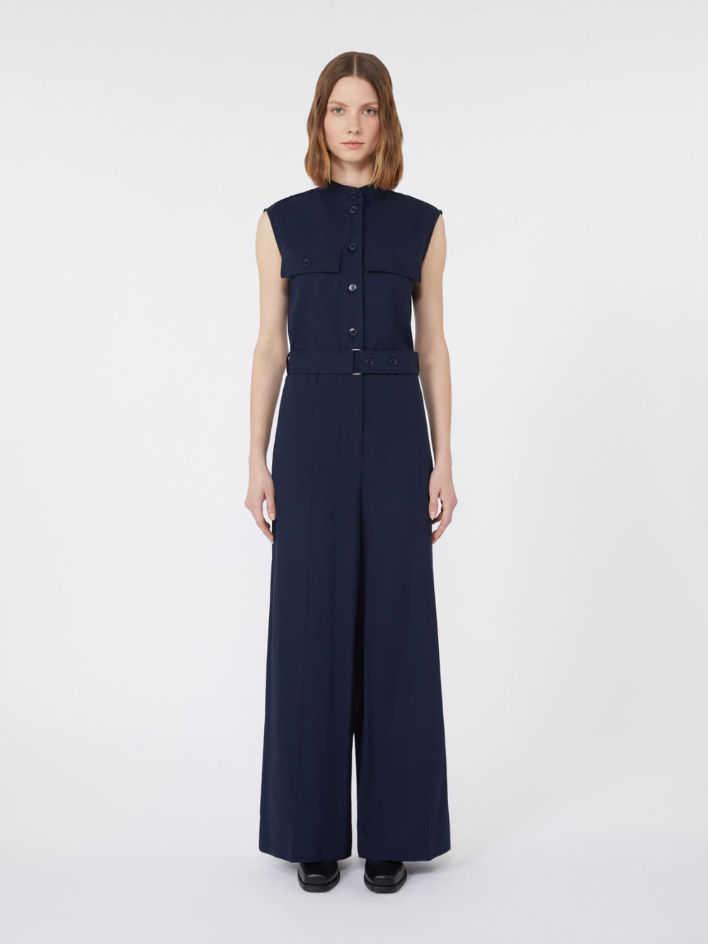 Cotton gabardine jumpsuit - Navy