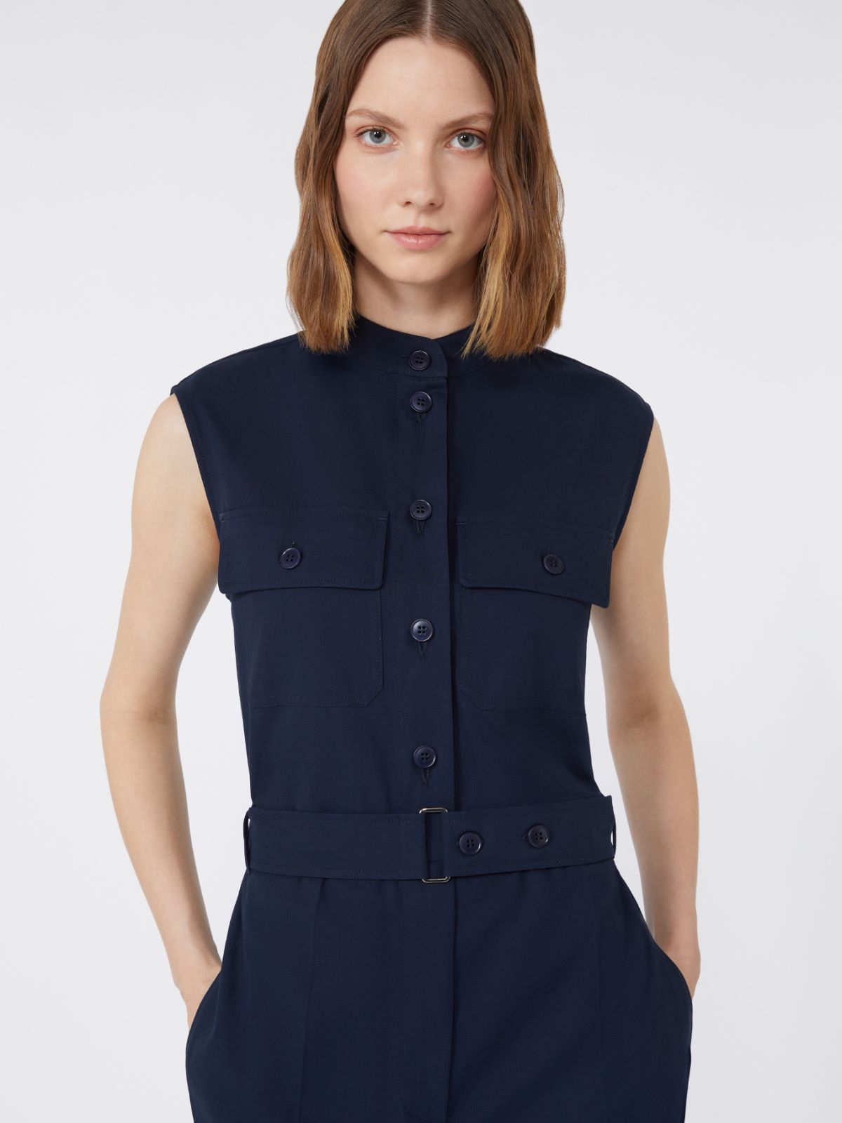 Cotton gabardine jumpsuit - Navy
