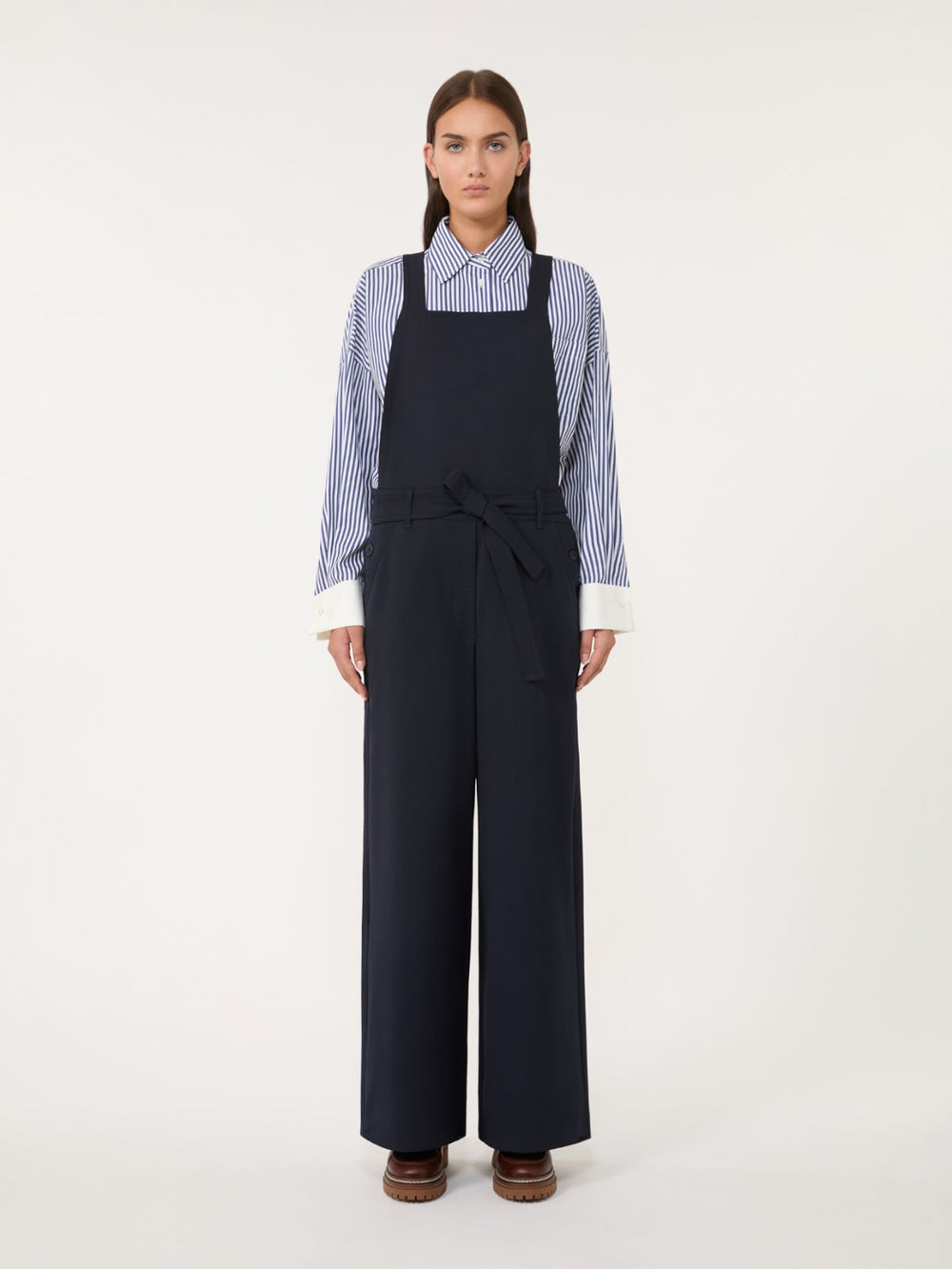Gabardine wool dungarees - Navy