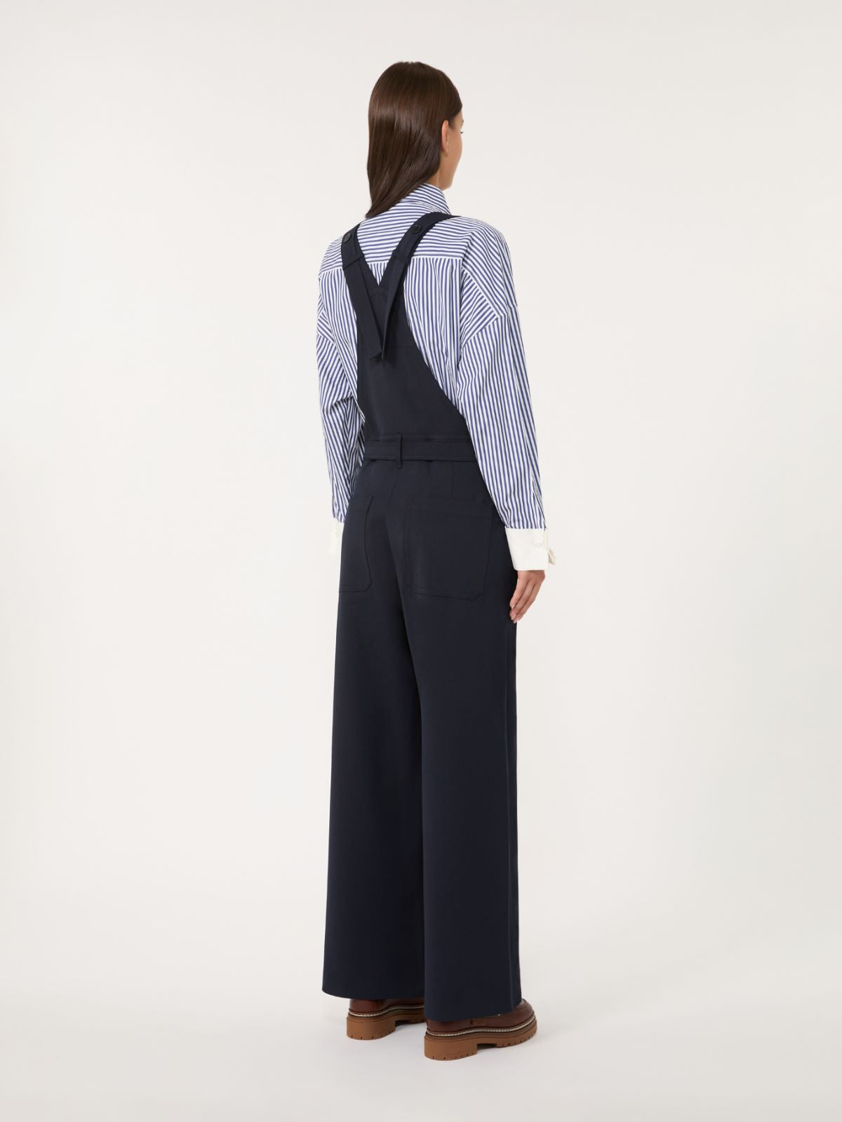 Gabardine wool dungarees - Navy