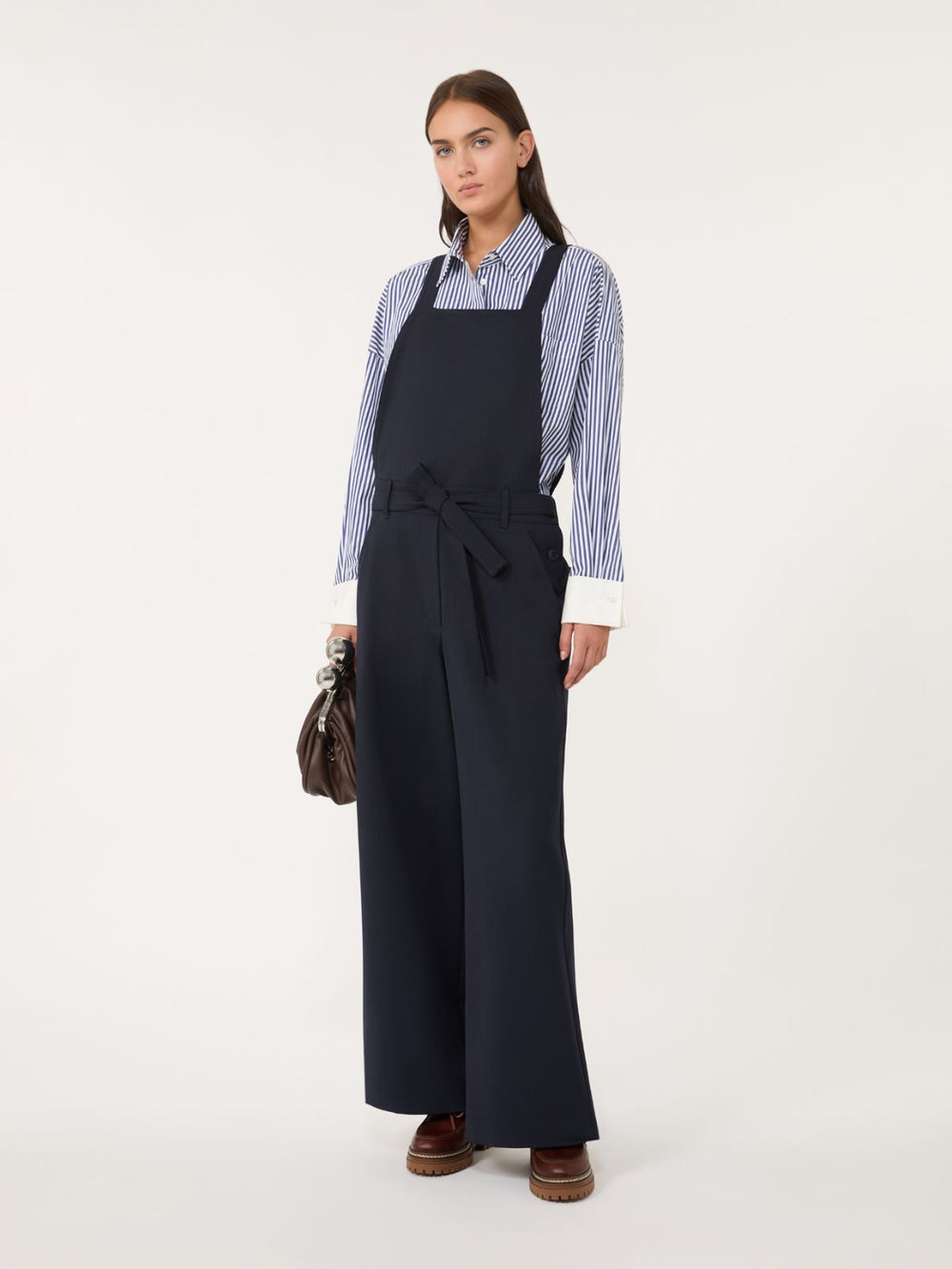 Gabardine wool dungarees - Navy