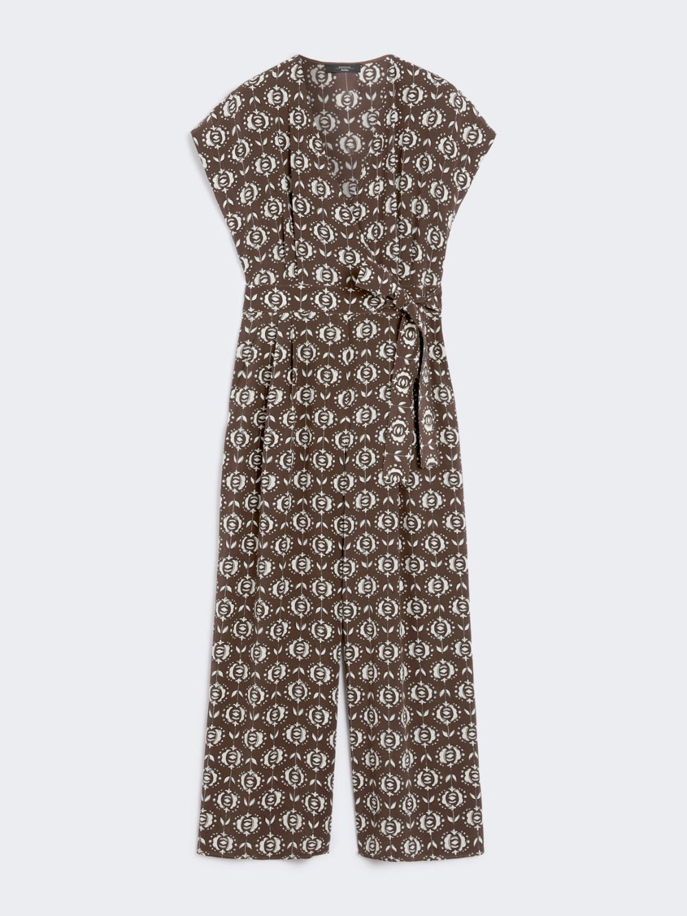Printed silk jumpsuit - Brown