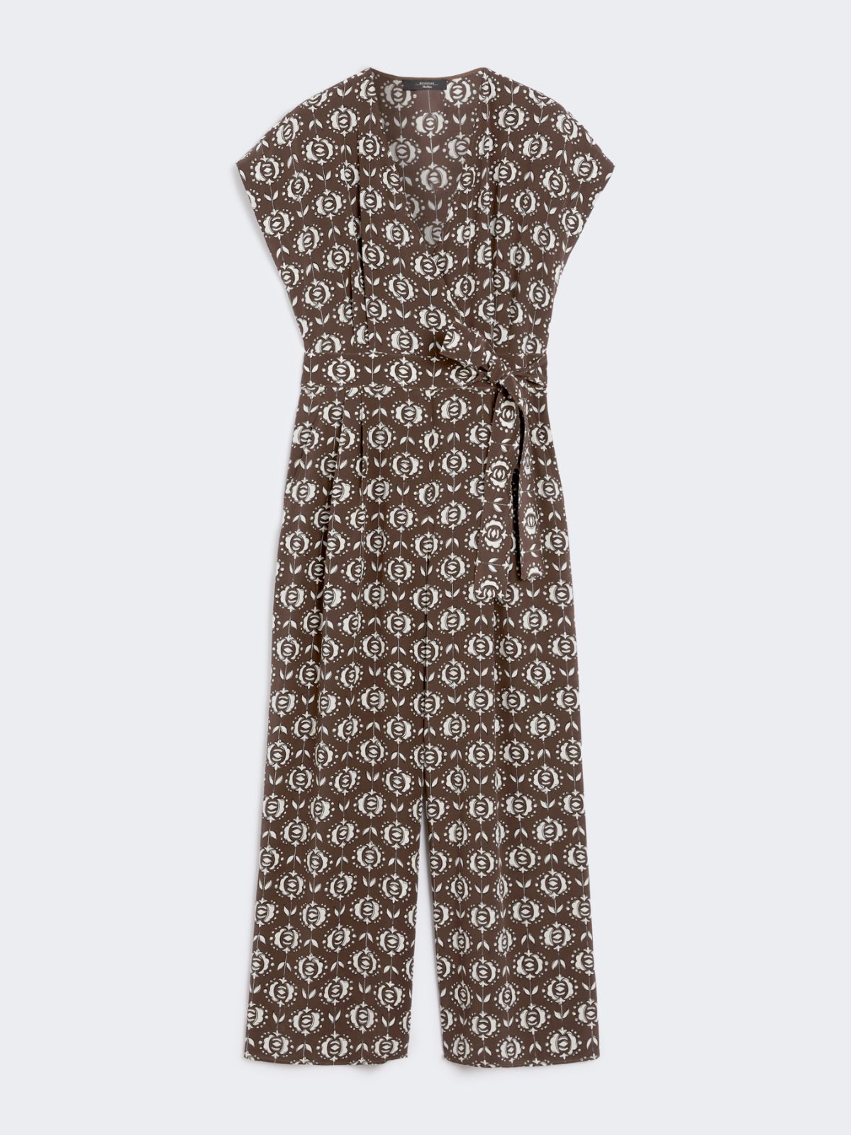 Printed silk jumpsuit - Brown