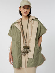 Reversible water-repellent canvas cape - Beige