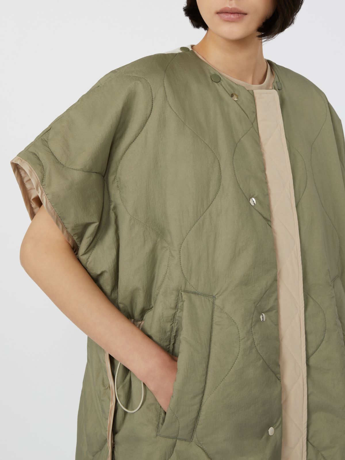 Reversible water-repellent canvas cape - Beige