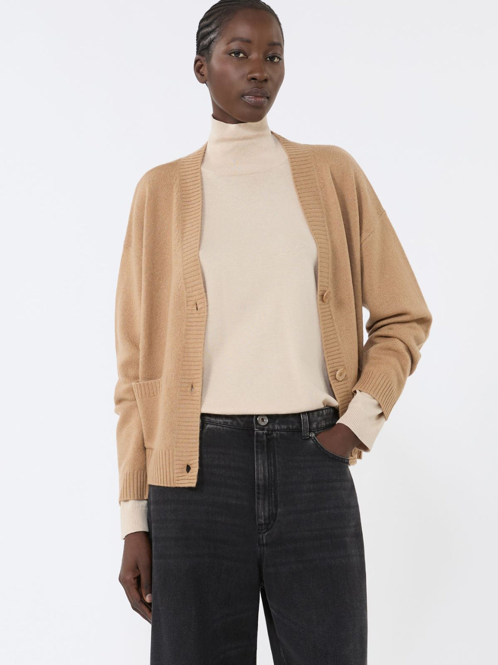 Cashmere knit cardigan - Camel