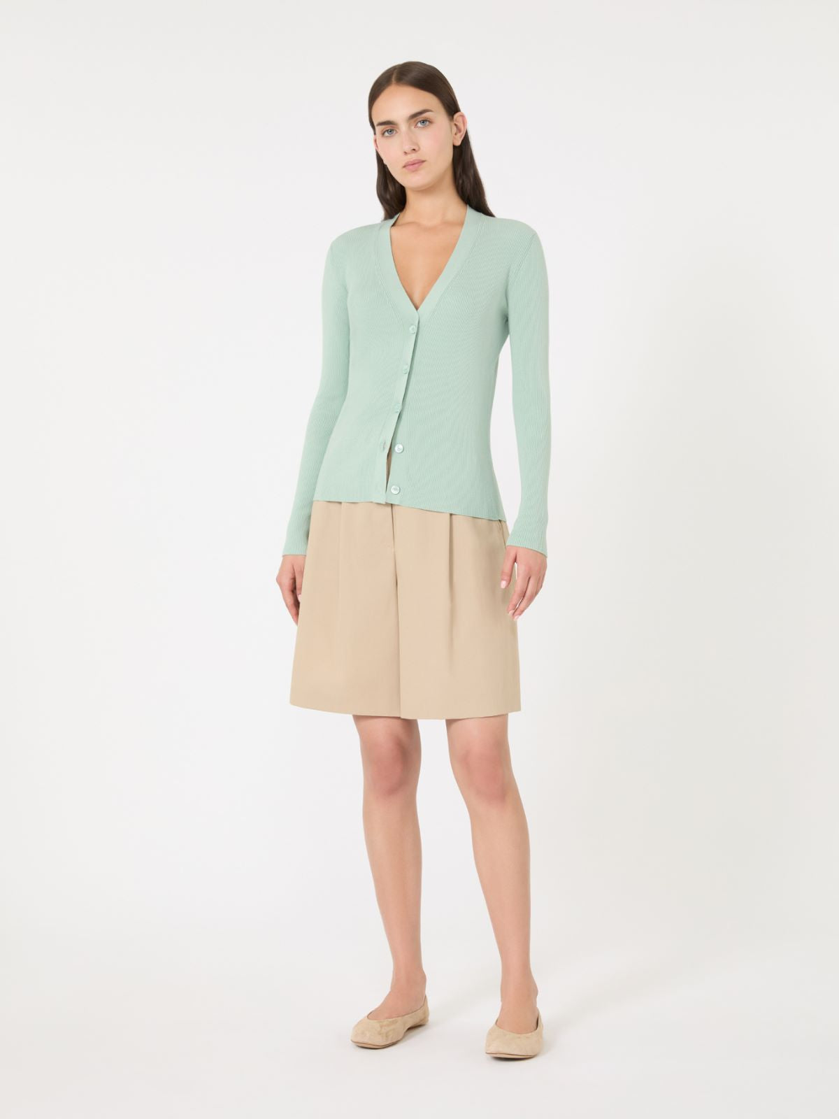 Viscose V-neck cardigan - Jade