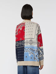 Oversized jacquard yarn cardigan - Navy