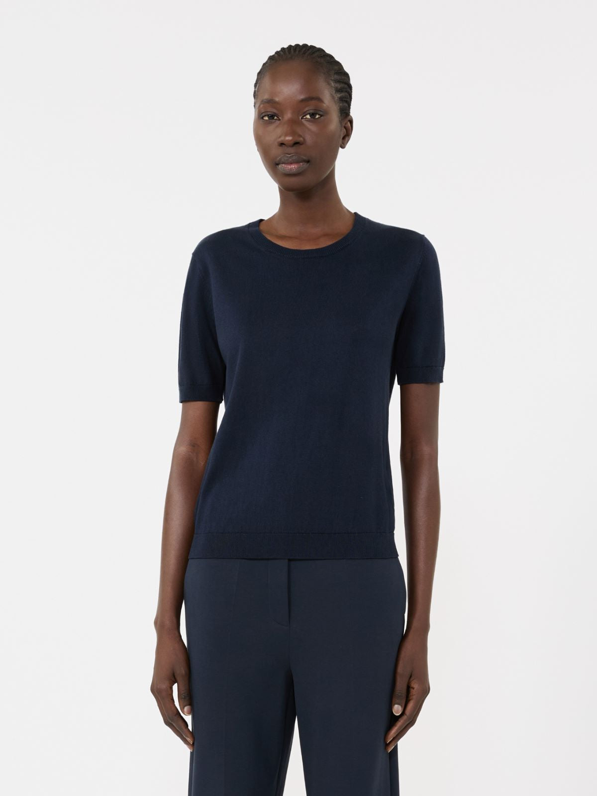 Silk and cotton jumper - Navy