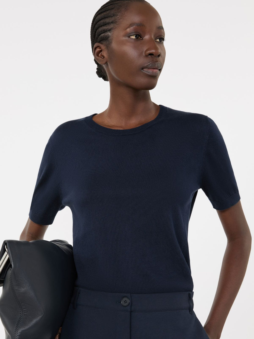 Silk and cotton jumper - Navy