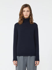 Wool and silk knit turtleneck - Navy