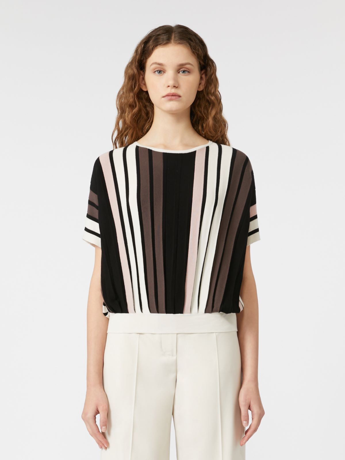 Plissé-pleated viscose yarn top - Multicolour