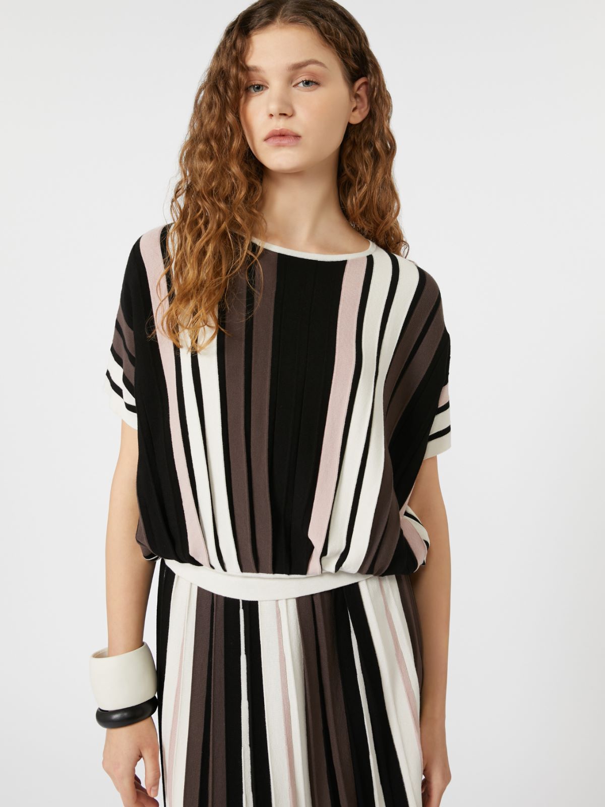 Plissé-pleated viscose yarn top - Multicolour