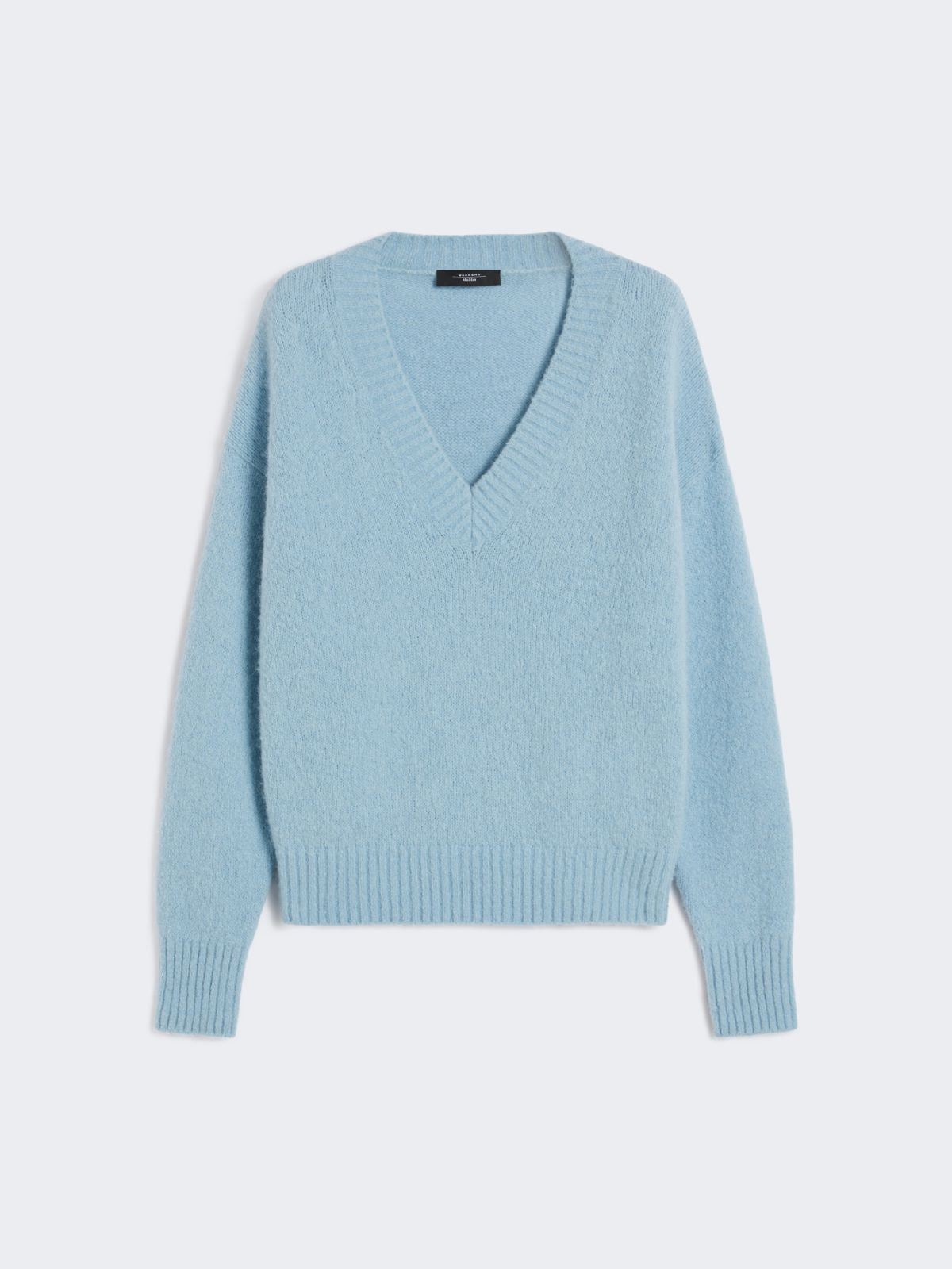 Alpaca and cotton V-neck jumper - Light blue