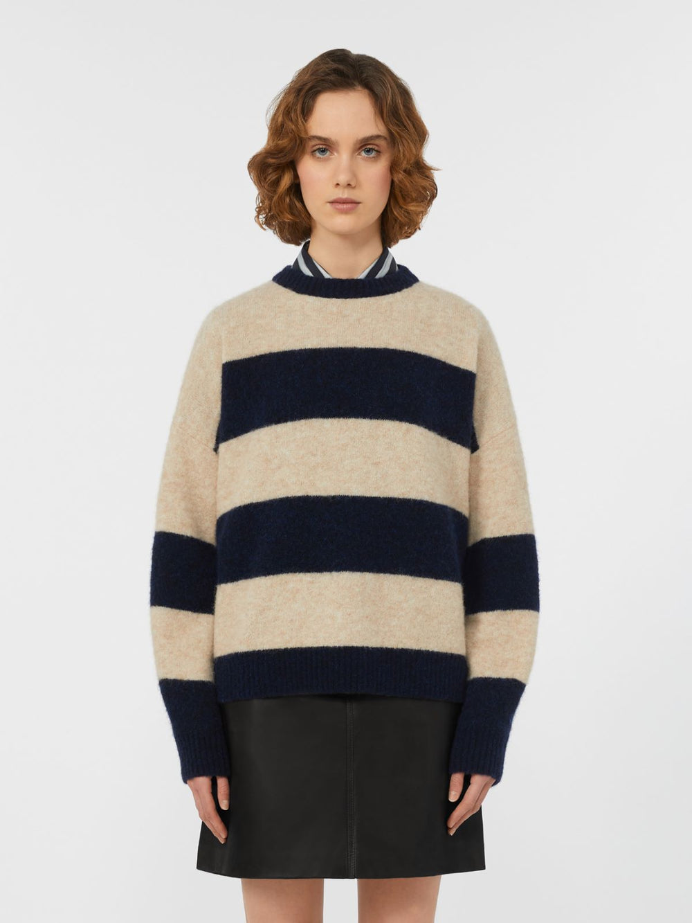 Alpaca and wool jumper - Navy