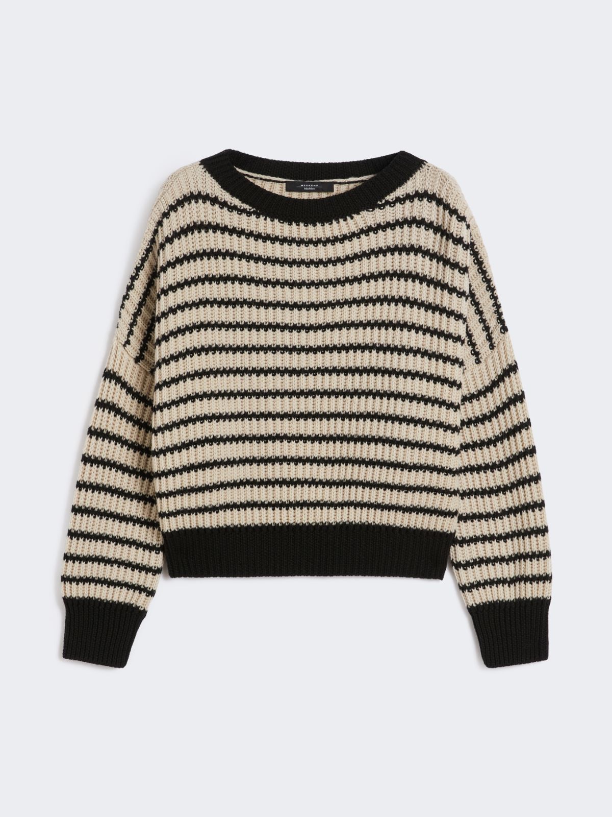 Cropped wool knit jumper - Beige
