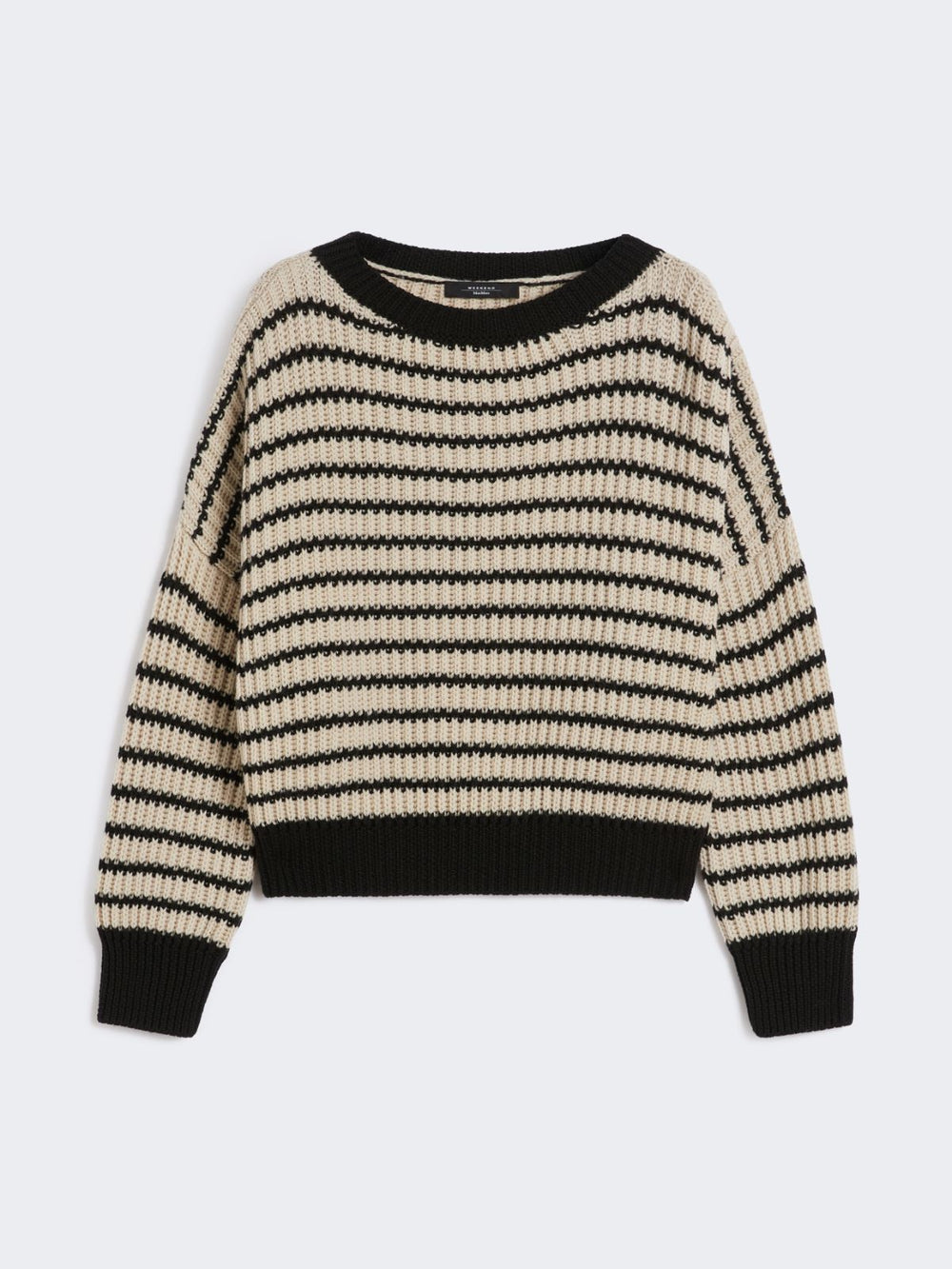 Cropped wool knit jumper - Beige