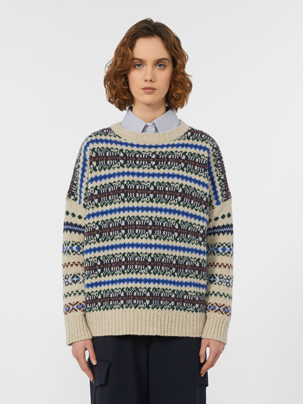Wool tweed jumper - Ecru
