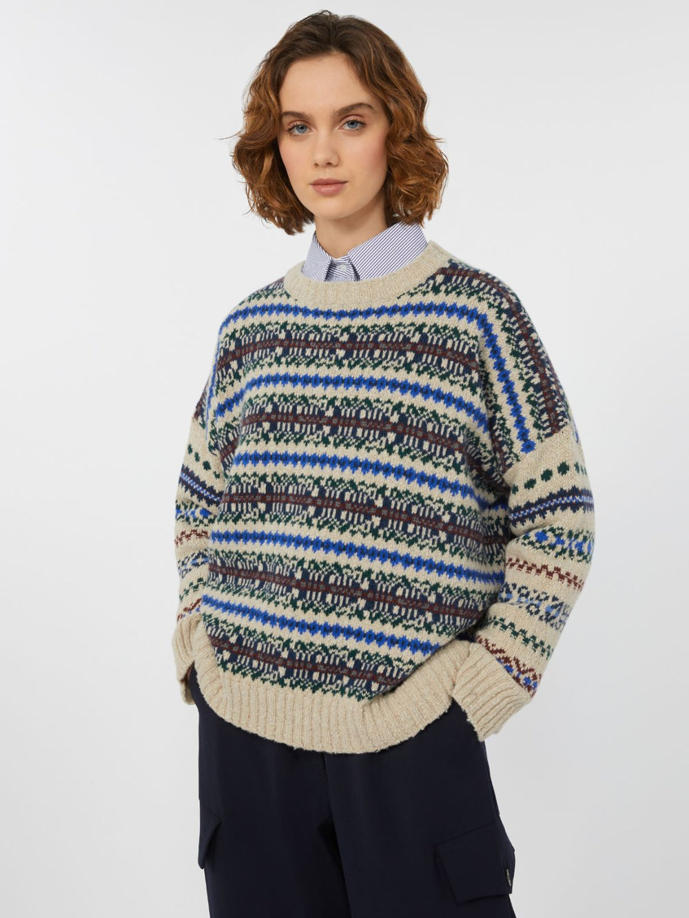 Wool tweed jumper - Ecru