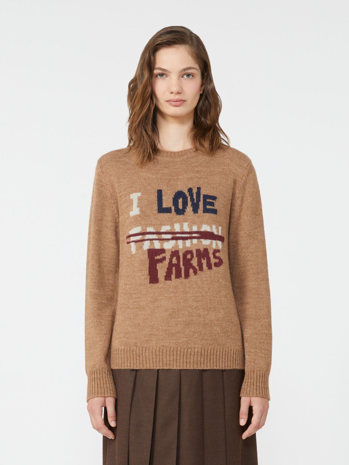 Alpaca and wool jumper - Camel