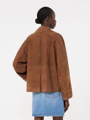 Double-breasted suede jacket - Tobacco